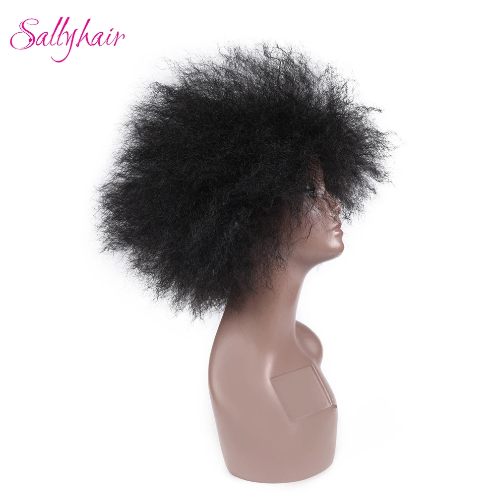 Sallyhair афро курчавые кучерявые парики высокотемпературный синтетический женский парик натуральный черный цвет короткие американские парики средний размер