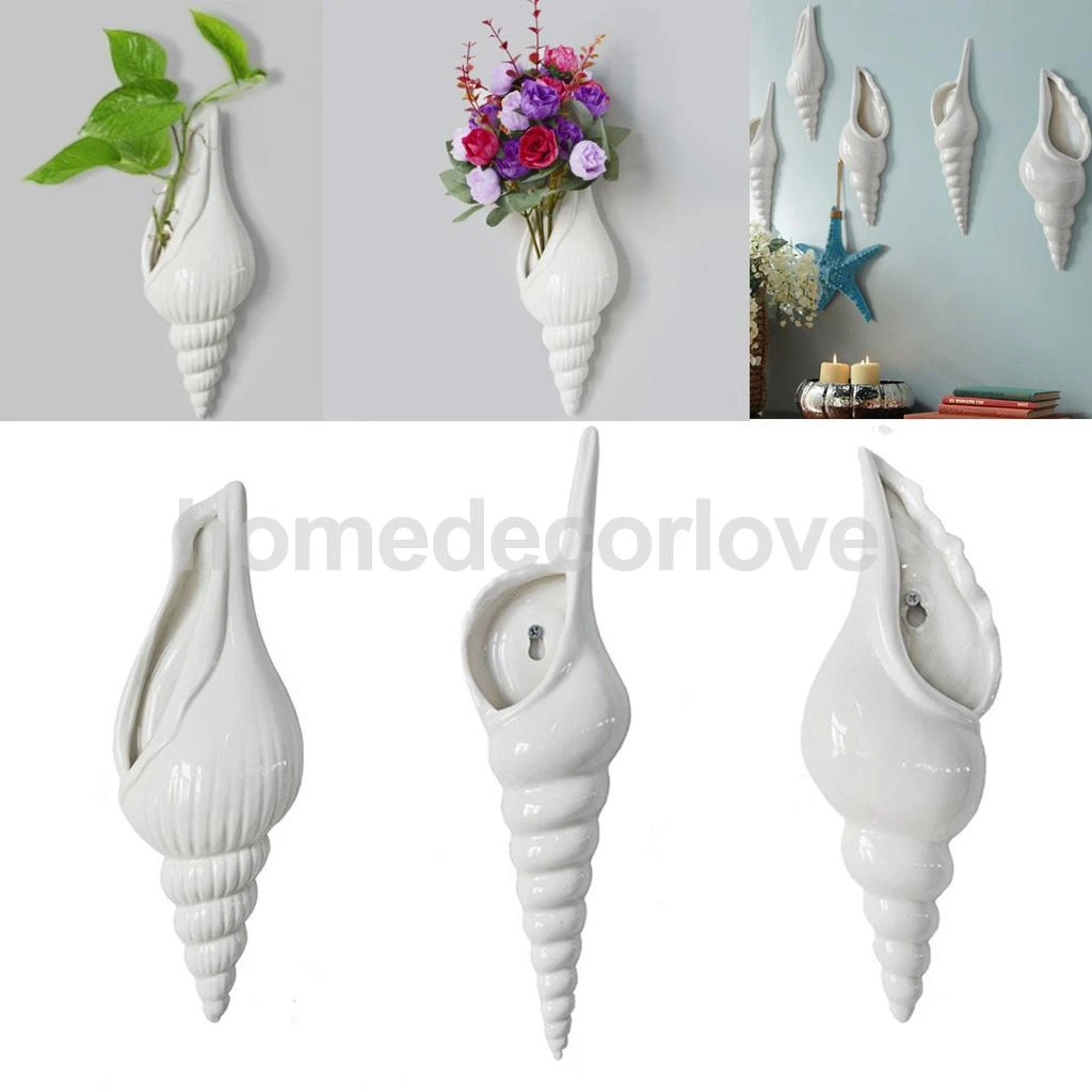 3d装飾的なスパイラルシェル 水耕栽培用の壁に取り付けられた磁器の花瓶 花瓶 Aliexpress