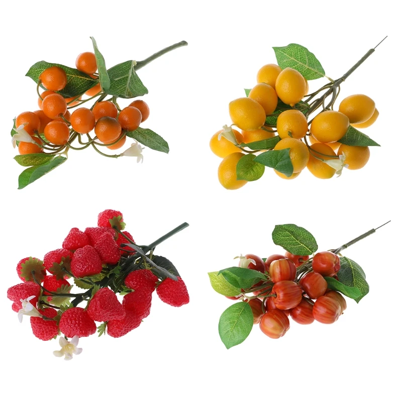 Bunch Lifelike Artificial Fruits Plastic Fake Fruit Food Home Party