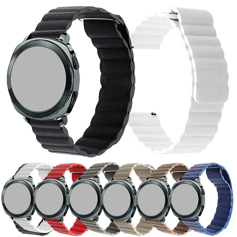 

Universal Watchband 22mm 20mm Quick Release Genuine Leather Loop Magnetic Watch Band For Samsung Live R382 Belt For Amazfit Bip