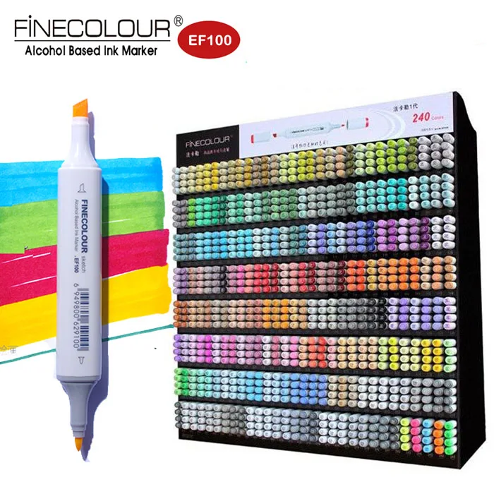 

Finecolour 240 Twin Graphic Sketch Marker Fine color EF100 Alcohol Drawing Markers Architecture/Manga Caneta Pen for Kid/Artist