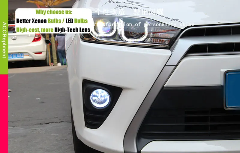 Auto Lighting Стиль светодиодный фара для Toyota YARiS L светодиодный фары- двойной U светодиодный drl H7 hid Би-ксеноновые линзы ближнего света