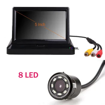 

5 Inch Foldable Car Dashboard LED Monitor Screen Rear View IR Camera Parking Backup Night Vision 8LED Waterproof