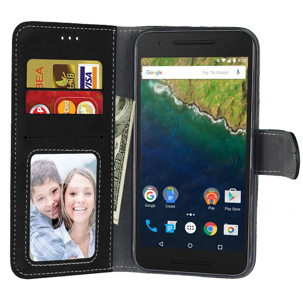 Чехол для Huawei Nexus 6P чехол книжка с отделением карт и подставкой кожаный матовый