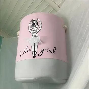 

Pink Laundry Basket Organizer for Dirty Clothes Cotton Ballet Girl Bow Print Toys Organizer Home Storage & Organization 35*40cm