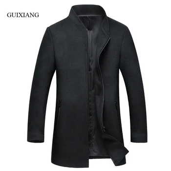 

2019 New Autumn And Winter Style Men Woolen Coat Business Casual Stand Collar Slim Men's Solid Wool Windbreaker Jacket M-3XL