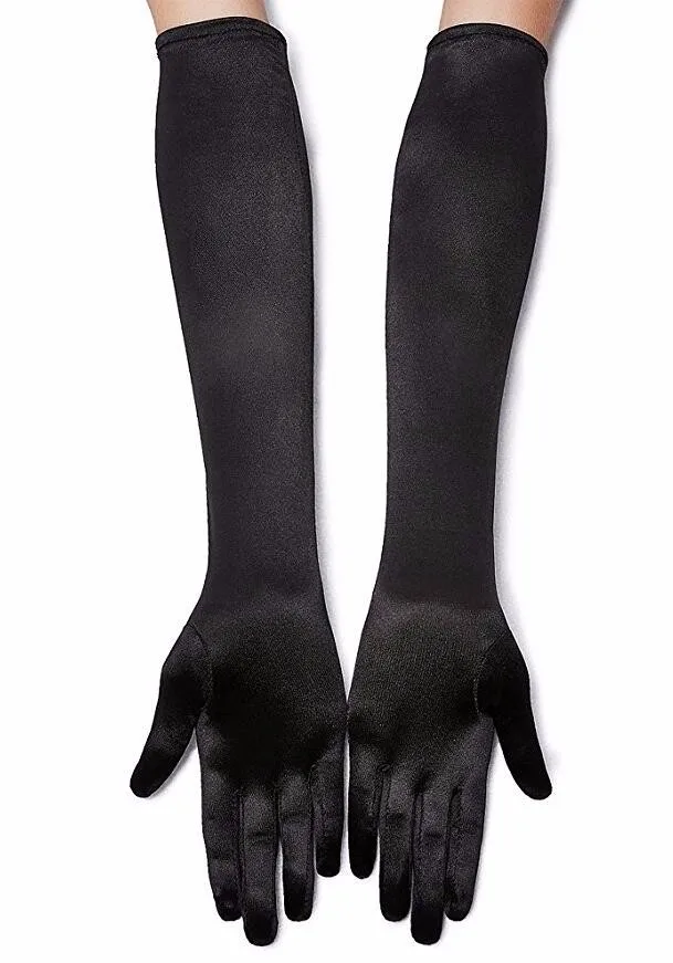 Классические перчатки для взрослых, черные, белые, красные, серые, кожаные, для оперы/локтя/запястья, тянущиеся, сатиновые, для пальцев, длинные перчатки, женские перчатки, подходящие к костюму