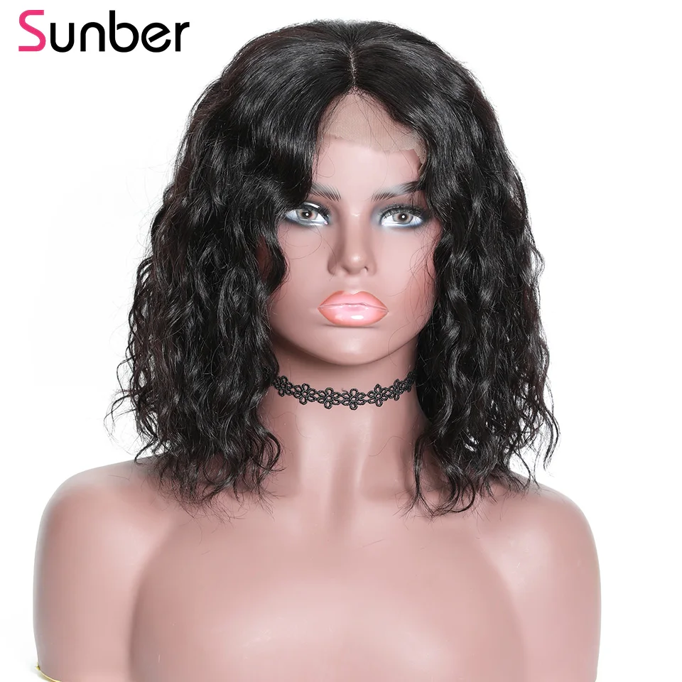 Sunber волна воды Синтетические волосы на кружеве парик человеческих волос 8-18 дюймов бразильский человеческих волос 13X4 Синтетические волосы