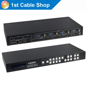 

Mixed AV VGA HDMI matrix 4X4 Seamless HDMI Matrix with CVBS/VGA/HDMI input and 4 HDMI output with IR