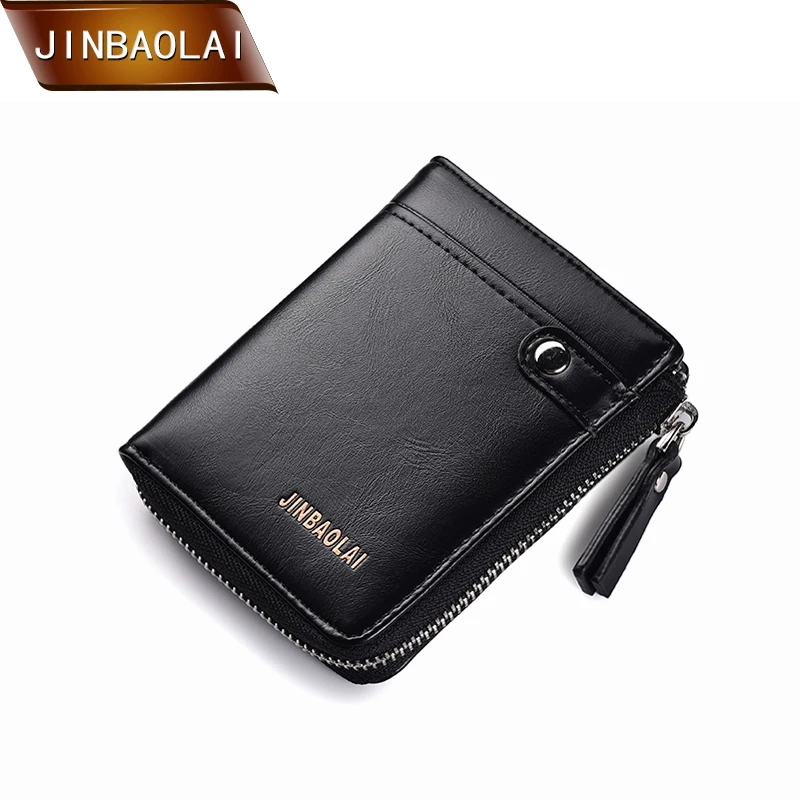 

JINBAOLAI Short Wallet Men PU Leather Wallet with Card Holder Multifunction Wallet Men Brand Wallet Coin Zipper Purse carteira