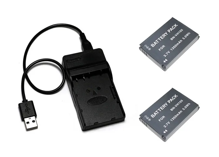 

2XBN-VH105 VH105 BNVH105 Battery and USB Charger for JVC GC-XA1 and GC-XA2 ADIXXION Action Camcorders / Cameras