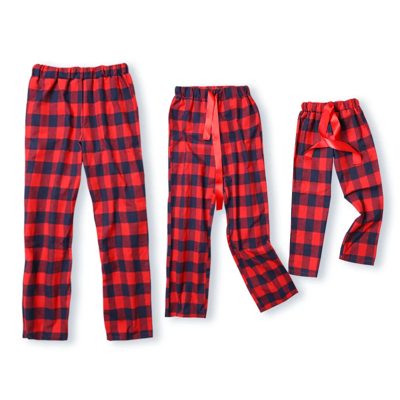 

PatPat Winter New Parent-child Cotton Plaid Casual Family Christmas Red Plaid Ribbon Pajamas Pants