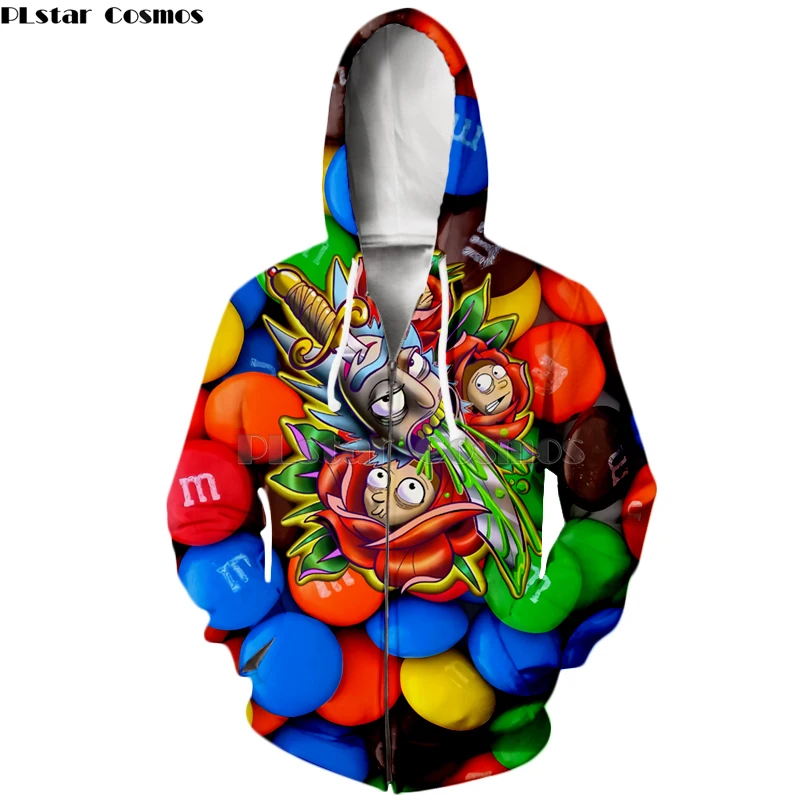 2019 New 3D Rick And Morty zip Hoodies Sweatshirt Men Women Funny Cartoon Print Hoodie food shirt Harajuku Hip Hop Street-13
