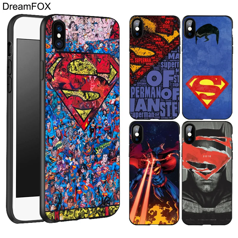 Koop DREAMFOX L353 Superman Black Soft TPU Silicone Case Cover Voor Apple iPhone XR XS Max X 8 7 6 6 s Plus 5 5 s 5g SE