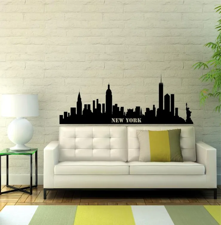 

Free Shipping New York Skyline Easy Instant Modern Home Decor Wall Sticker Decal Removable GW-37