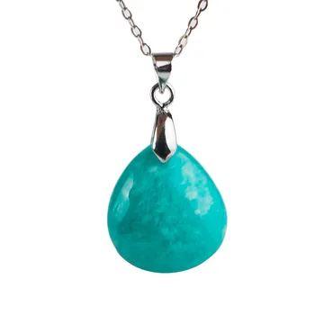 

Free Drop Shipping Fashion Necklace Charm Pendant Women Femme Teardrop Water Drop Natural Amazonite Stone Pendant 19*17*7mm
