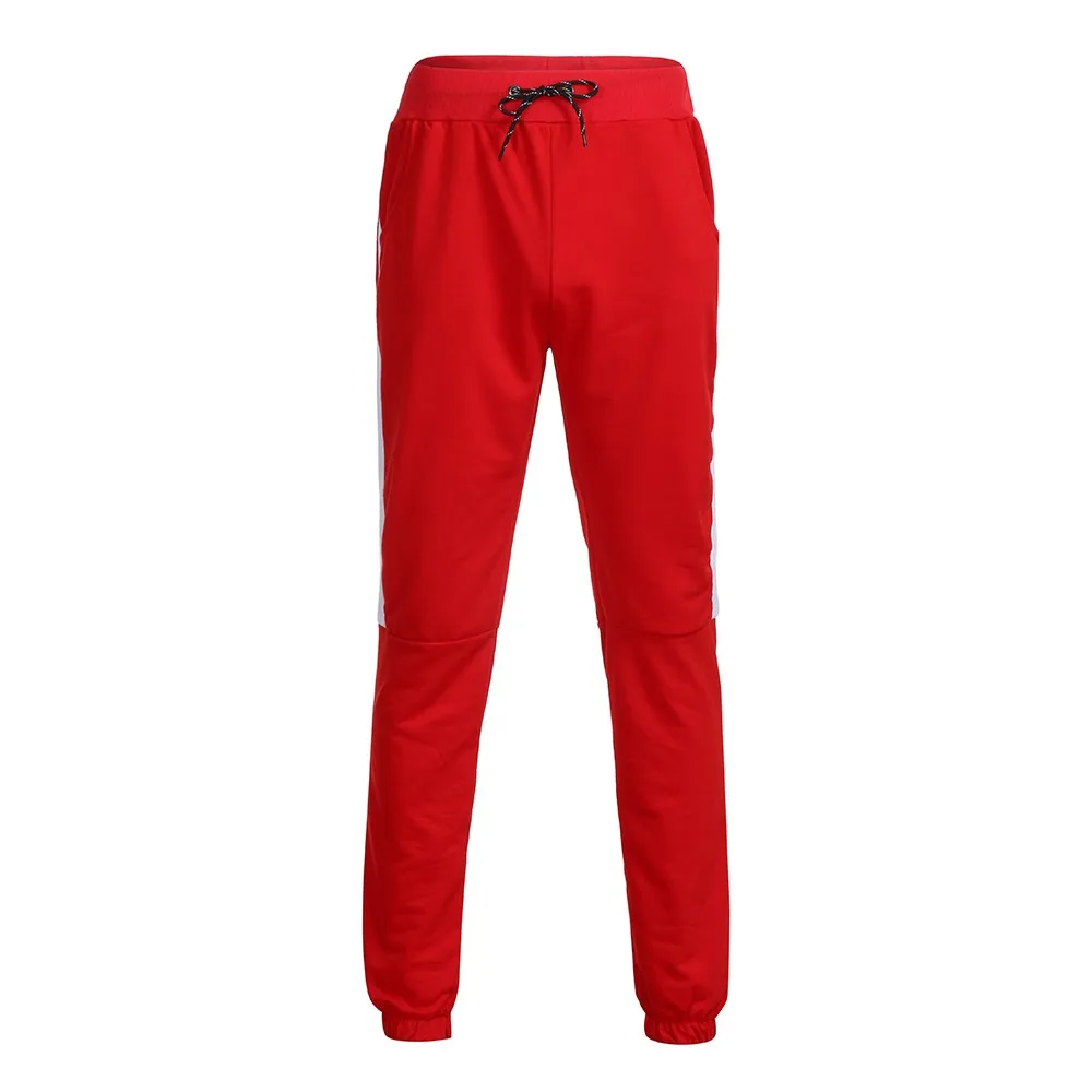 Feitong мужские брюки повседневные мужские s Осень Зима джоггеры Лоскутные Повседневные тренировочные брюки с завязками брюки - Цвет: Красный