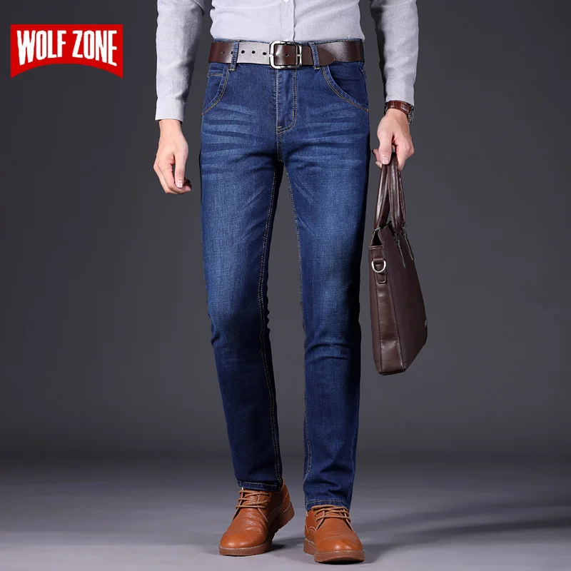 Winter Men Jeans Slim Fit Male Adult Casual Long Mens Pants Fashion Stretch High Quality Zipper 1