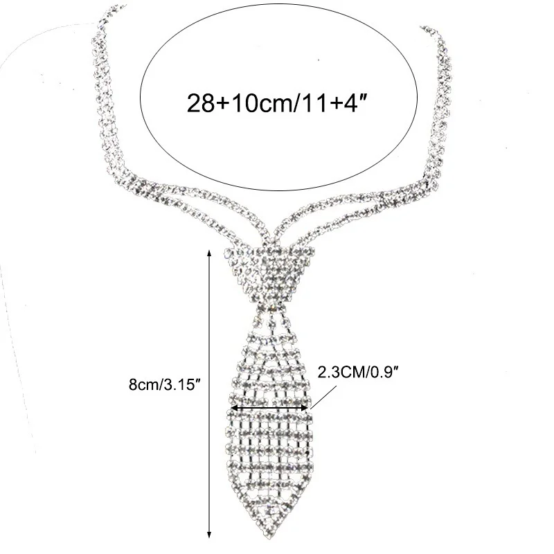 StoneFans Fashion Collar Jewelry Silver Color Bride Rhinestone Tie Accessories Wedding Necklace Jewellery Statement Necklaces