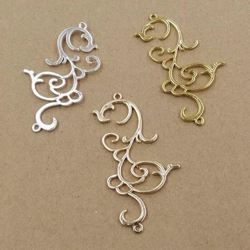 

20 pieces/lot 37x64mm 3 Colors Alloy/Metal Flower Charms Pendant DIY Jewelry accessories Setting Findings BC19006