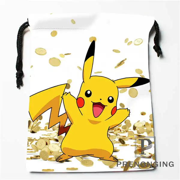 Custom Pikachu Drawstring Bags Printing Fashion Travel Storage Mini Pouch Swim Hiking Toy Bag Size 18x22cm
