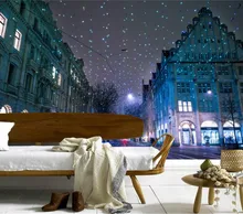 Personalizado 3d murais, Suíça Abriga Rua do Inverno Do Natal Noite de papéis de parede, sala de estar sofá quarto papel de parede TV parede