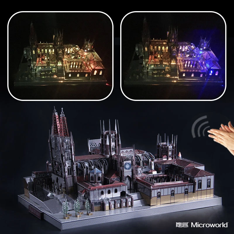 Microworld 3D Metal Puzzle Burgos Cathedral Spanish Architecture DIY Assemble Model Kits Adult Education Toy Collection Decor
