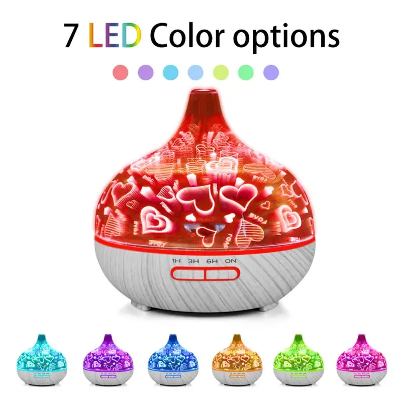 

400ml 3D Colorful Fireworks Love Cartoon Vase Air Humidifier Air Aroma Purifier With 7 Color LED Lights Electric Aromatherapy Es