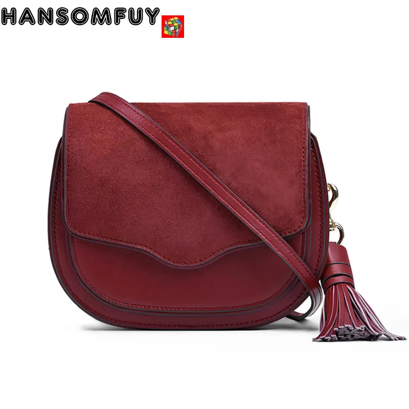 2018 Luxury fashion Women Bags Genuine Leather saddle handbag Female tassel shoulder Messenger 100% cow leather crossbody Bag 2018 Luxury fashion Women Bags Genuine Leather saddle handbag Female tassel shoulder Messenger 100% cow leather crossbody Bag
