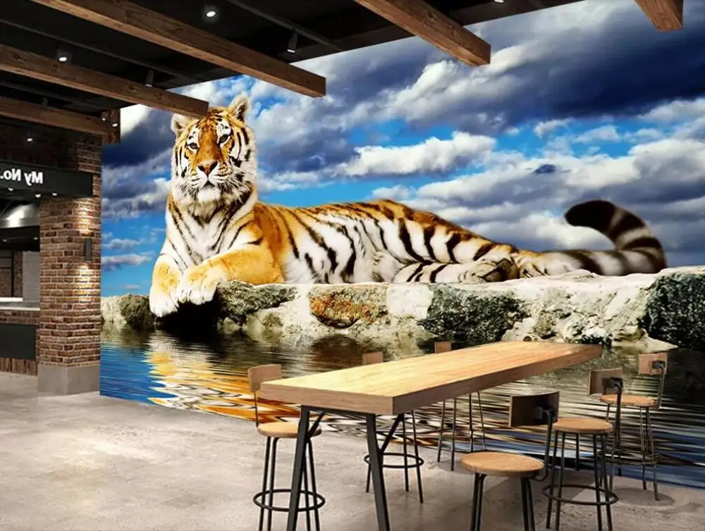 Personalizado qualquer tamanho mural papel de parede 3d estéreo leão tigre  animal pintura da parede crianças quarto sala estar à prova dwaterproof  água adesivo decoração da sala - AliExpress