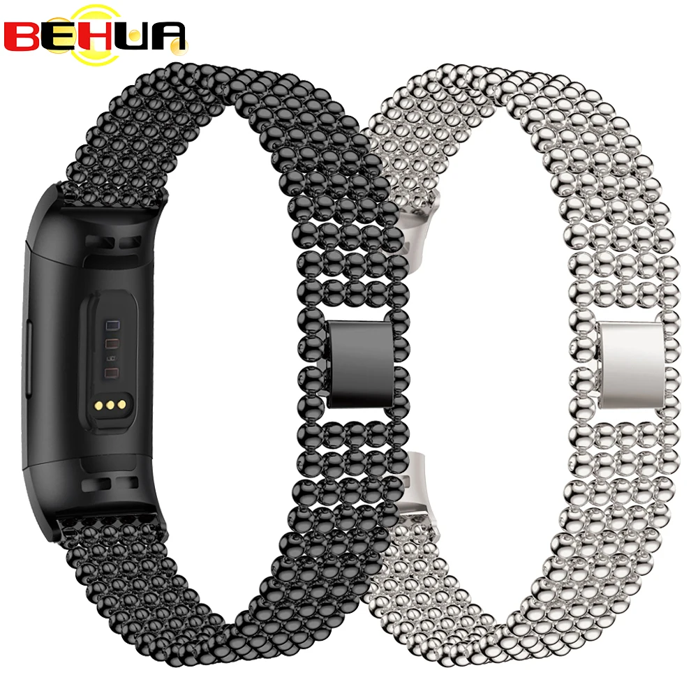 

Metal Stainless Steel Wristband for Fitbit Charge 3 Bling Crystal Adjustable Bracelet Strap with connector Band for Charge 3