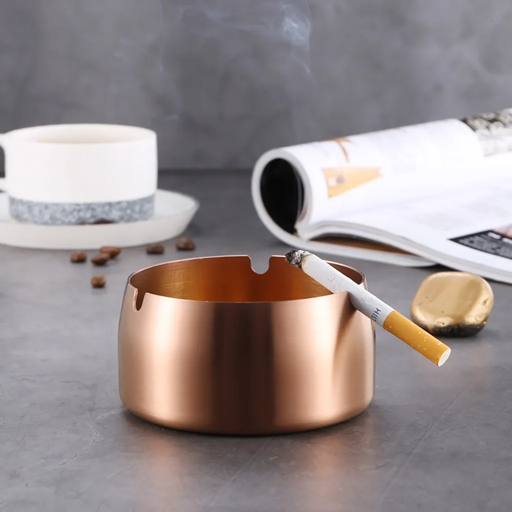 

2019 New Stainless Steel High Temperature Resistant Drop Resistant Round Design Ashtray #NN516