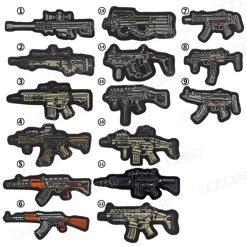 3d Cartoon Gun Shape Sniper Military Patch Tactical Emblem Assault Pistol Rifle Badges Appliques Embroidered Patches Patches Aliexpress