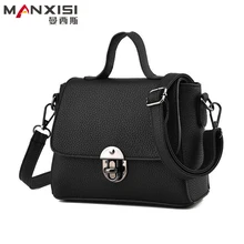 MANXISI Marque Sacs à Bandoulière Petit Sac À Bandoulière pour les Femmes Casual Couverture Souple Messenger Sacs Solide Noir Sacs À Main En Cuir Rabat