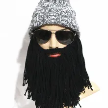 BomHCS ручная работа унисекс вязаная шапочка с большая борода зимняя теплая маска-шляпа