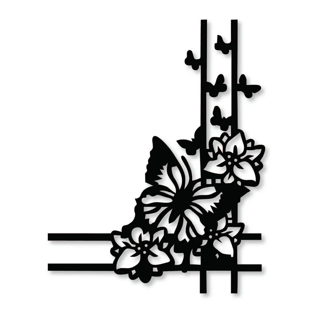 

Swovo Floral butterfly corner Metal Cutting Dies for Scrapbooking DIY Craft Paper Card Making Decorative Embossing Cuts 115*90mm