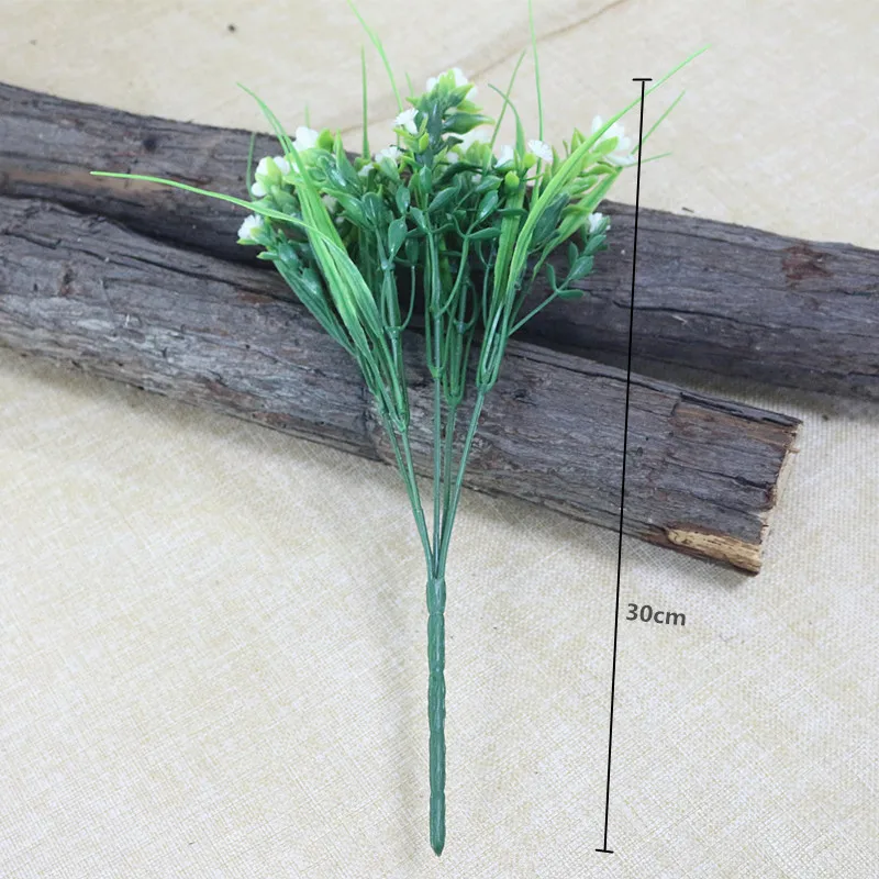 Flone Artificial Gypsophila Flower Plastic Bouquet Fake Flower With Vivid Grass Home Party Decoration Wedding Garden Decor Art (5)