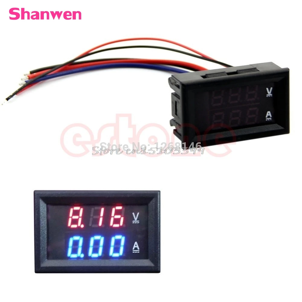 

DC 100V 10A Voltmeter Ammeter Blue + Red LED Amp Dual Digital Volt Meter Gauge G08 Drop ship