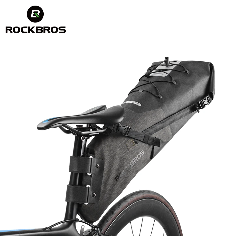 ROCKBROS للماء الدراجة دراجة السرج حقيبة عاكسة كبيرة قدرة طوي الذيل الخلفي حقيبة الدراجات MTB الجذع السلة على ظهره
