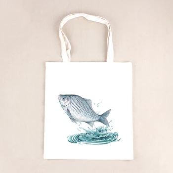 

Women Tote Handbag 3D Fish Printed Shopping Bag For School Girls Women Shoulder Bag Messenger Bag Gift BB313