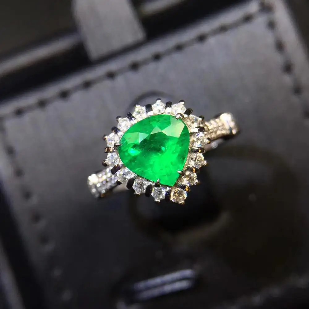 Fine Jewelry G18k Emerald Rings Real Diamonds 18K Gold Natural 1.02ct Gemstones Female Wedding for women Ring | Украшения и