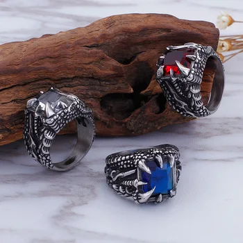 

European domineering titanium steel men's zircon ring jewelry