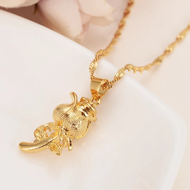 

Bangrui Dubai PENDANT Necklace for Women,Ethiopian Pendant Necklace Gold Color girls party Jewelry Africa/Arabrose Flower Gifts
