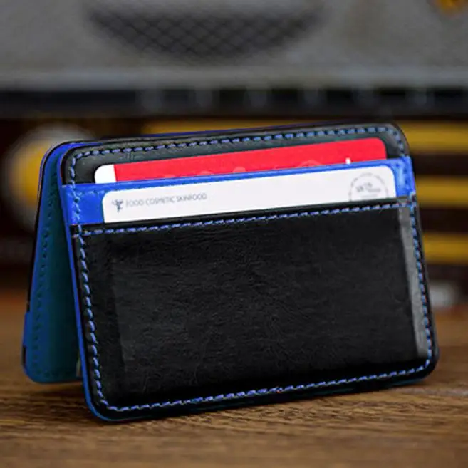 Кошелек в деловом стиле для мужчин держатель для карт держатель для банковской карты пакет автобусный держатель для карт, тонкий кожаный мульти-карта пакет сумка# LR1 - Цвет: Синий