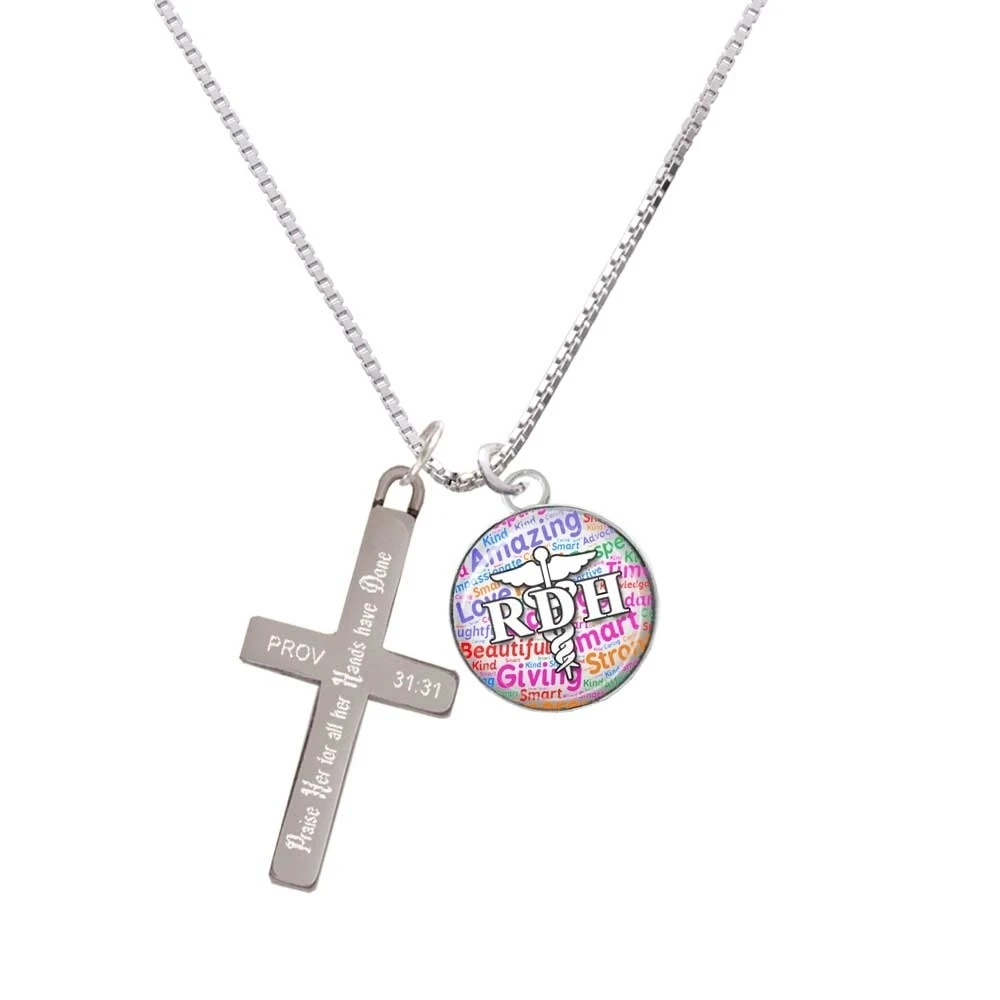 Domed Multi Color RDH - Praise Her - Cross Necklace