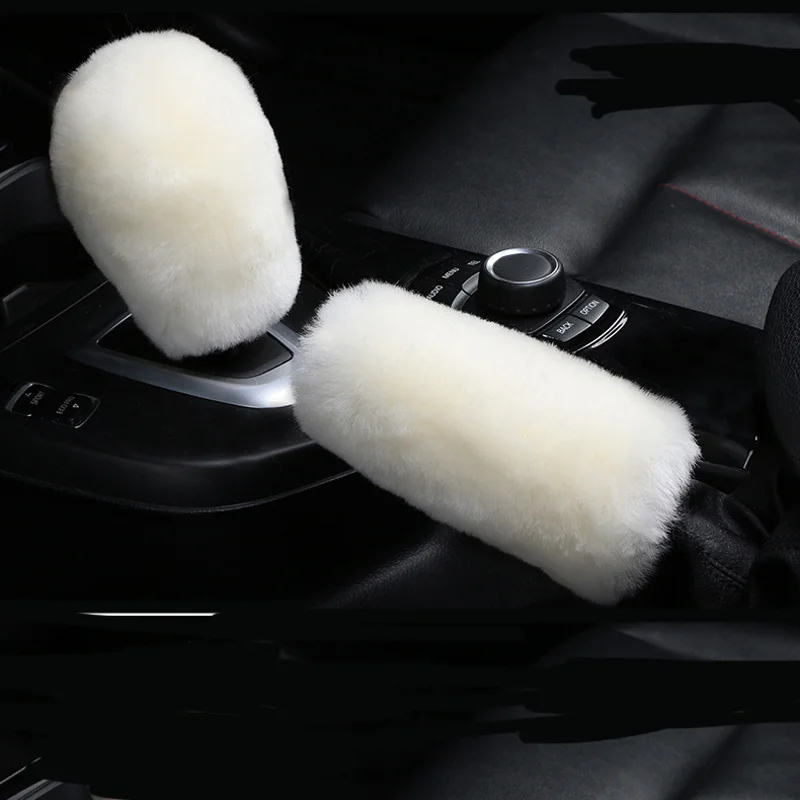 

Winter plush fur car hand brake cover shift knob cover for Volkswagen Skoda Octavia Fabia Rapid Superb Yeti Roomster