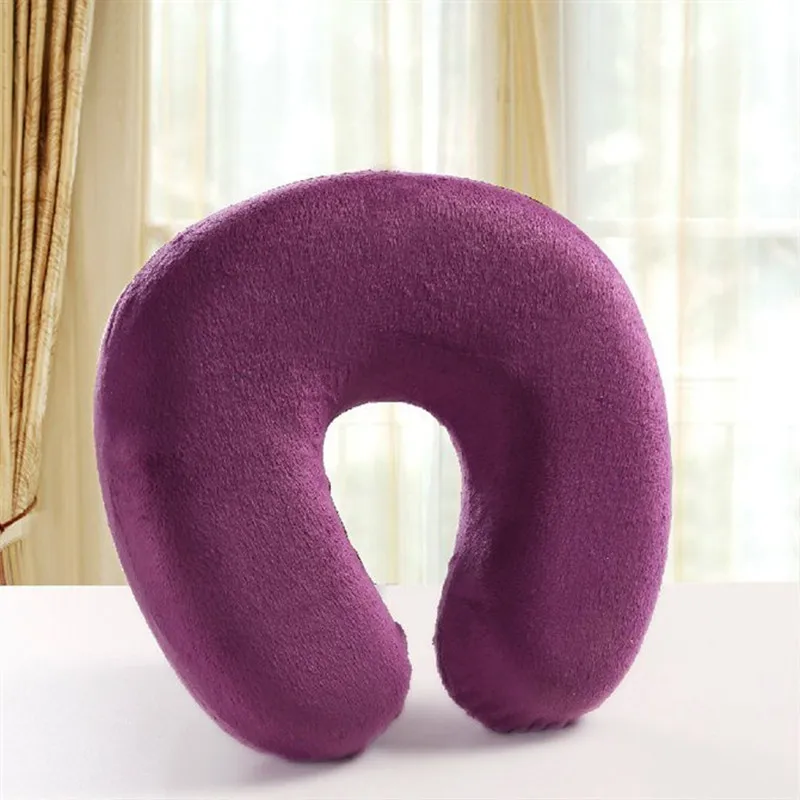 U-образная медленный отскок пены памяти подушка удобная для путешествий шеи шейного здоровья Memory Foam подушка - Цвет: Purple