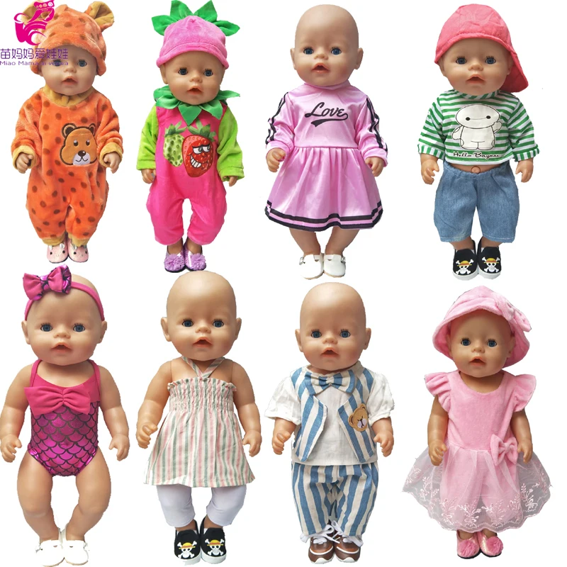 For 43cm Baby Doll Boy Clothes Set Shirt Denim Pants Baseball Cap Set