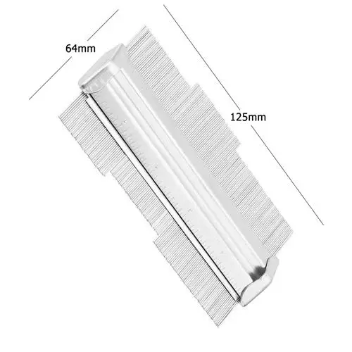 Нержавеющая сталь металлический профиль контурный Калибр шаблон плиточный Плинтус Ламинат профиль деревянная линейка общие измерительные инструменты - Цвет: 130x64mm