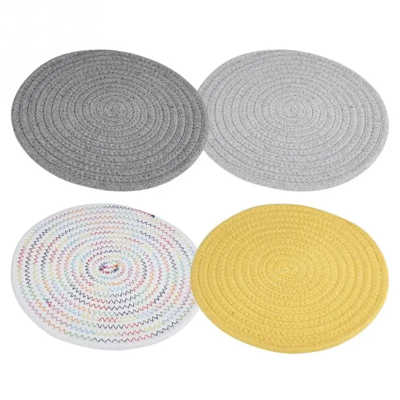 

Round Weave Placemat Table Mats Simple Style Dining Napkin Pad Non-Slip Heat Resistant Coaster Cushion Kitchen Party Decoration